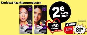 Promoties Kruidvat haarkleurproducten donkerbruin - Huismerk - Kruidvat - Geldig van 16/04/2024 tot 21/04/2024 bij Kruidvat