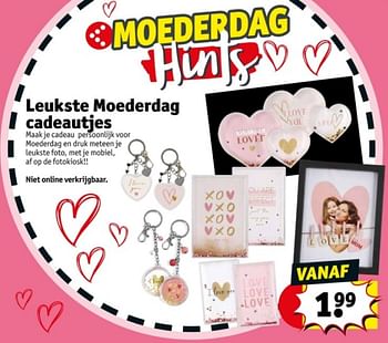 Promoties Leukste moederdag cadeautjes - Huismerk - Kruidvat - Geldig van 16/04/2024 tot 21/04/2024 bij Kruidvat