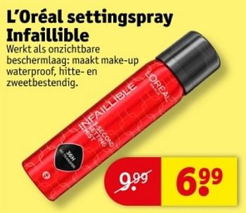 Promoties L’oréal setting spray infaillible - L'Oreal Paris - Geldig van 16/04/2024 tot 21/04/2024 bij Kruidvat