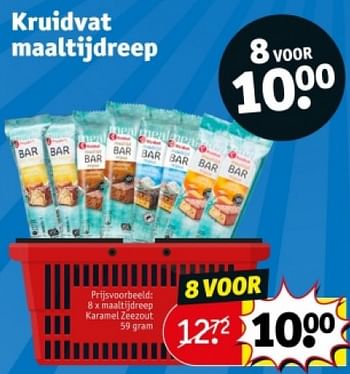 Promoties Maaltijdreep karamel zeezout - Huismerk - Kruidvat - Geldig van 16/04/2024 tot 21/04/2024 bij Kruidvat
