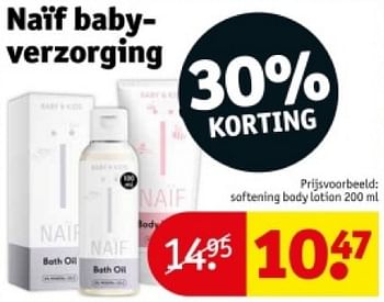 Promotions Naïf babyverzorging softening body lotion - Naif - Valide de 16/04/2024 à 21/04/2024 chez Kruidvat