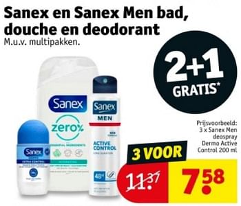 Promoties Sanex men deospray dermo active control - Sanex - Geldig van 16/04/2024 tot 21/04/2024 bij Kruidvat