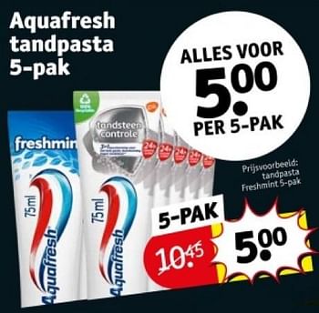Promotions Tandpasta freshmint - Aquafresh - Valide de 16/04/2024 à 21/04/2024 chez Kruidvat