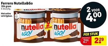 Promotions Ferrero nutella+go - Ferrero - Valide de 16/04/2024 à 21/04/2024 chez Kruidvat