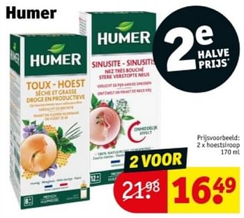 Promotions Hoestsiroop - Humer - Valide de 16/04/2024 à 21/04/2024 chez Kruidvat