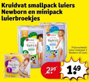 Promotions Luiers smallpack 1 newborn - Produit maison - Kruidvat - Valide de 16/04/2024 à 21/04/2024 chez Kruidvat