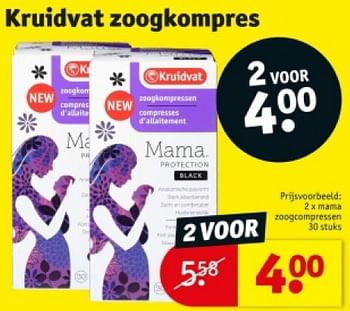 Promotions Mama zoogcompressen - Produit maison - Kruidvat - Valide de 16/04/2024 à 21/04/2024 chez Kruidvat
