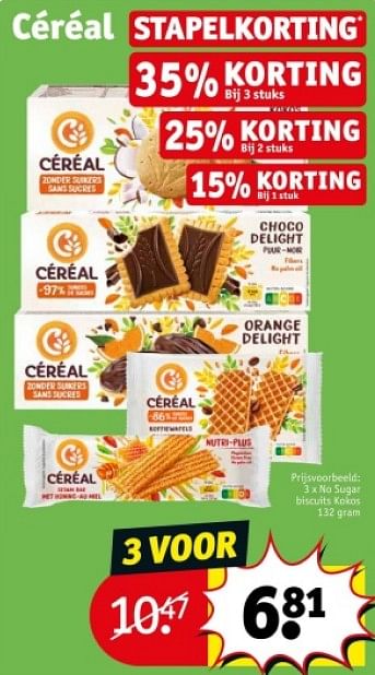Promoties No sugar biscuits kokos - Céréal - Geldig van 16/04/2024 tot 21/04/2024 bij Kruidvat