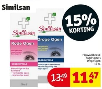 Promotions Oogdruppels droge ogen - Similasan - Valide de 16/04/2024 à 21/04/2024 chez Kruidvat