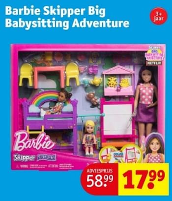 Promotions Barbie skipper big babysitting adventure - Mattel - Valide de 16/04/2024 à 21/04/2024 chez Kruidvat