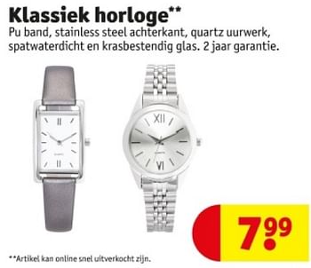 Promotions Klassiek horloge - Produit maison - Kruidvat - Valide de 16/04/2024 à 21/04/2024 chez Kruidvat