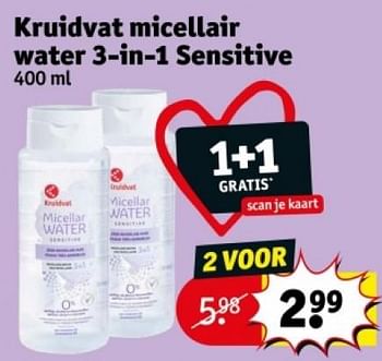 Promoties Kruidvat micellair water 3-in-1 sensitive - Huismerk - Kruidvat - Geldig van 16/04/2024 tot 21/04/2024 bij Kruidvat