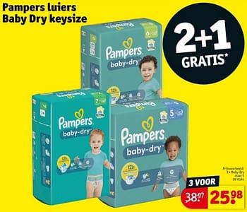 Promoties Pampers luiers baby dry keysize maat 5 - Pampers - Geldig van 16/04/2024 tot 21/04/2024 bij Kruidvat