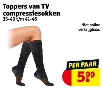 Promotions Toppers van tv compressiesokken - Produit maison - Kruidvat - Valide de 16/04/2024 à 21/04/2024 chez Kruidvat