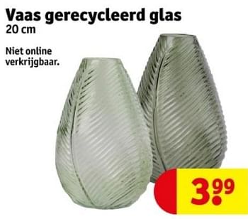 Promoties Vaas gerecycleerd glas - Huismerk - Kruidvat - Geldig van 16/04/2024 tot 21/04/2024 bij Kruidvat