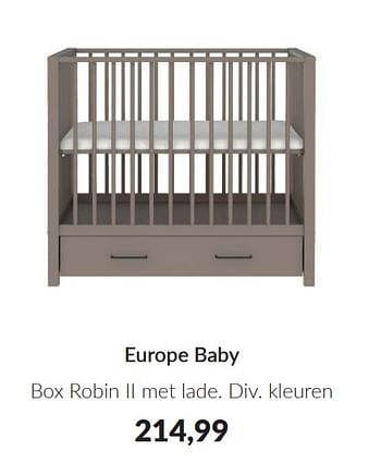 Promoties Europe baby box robin ii met lade - Europe baby - Geldig van 09/04/2024 tot 13/05/2024 bij BabyPark