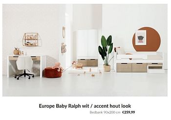 Promoties Europe baby ralph wit - accent hout look bedbank - Europe baby - Geldig van 09/04/2024 tot 13/05/2024 bij BabyPark