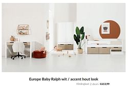 Europe baby ralph wit - accent hout look kledingkast 2-deurs