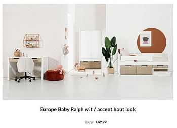 Promoties Europe baby ralph wit - accent hout look trapje - Europe baby - Geldig van 09/04/2024 tot 13/05/2024 bij BabyPark
