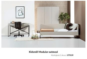 Promoties Kidsmill modular oatmeal kledingkast 3-deurs - Kidsmill - Geldig van 09/04/2024 tot 13/05/2024 bij BabyPark
