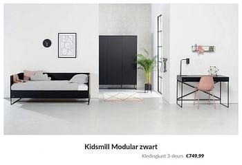 Promotions Kidsmill modular zwart kledingkast 3-deurs - Kidsmill - Valide de 09/04/2024 à 13/05/2024 chez BabyPark
