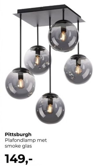 Promotions Pittsburgh plafondlamp met smoke glas - Produit Maison - Lampidee - Valide de 01/04/2024 à 31/05/2024 chez Lampidee