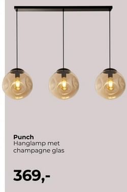 Punch hanglamp met champagne glas