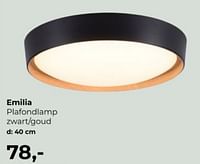 Emilia plafondlamp zwart goud-Huismerk - Lampidee