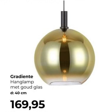 Promoties Gradiente hanglamp met goud glas - Huismerk - Lampidee - Geldig van 01/04/2024 tot 31/05/2024 bij Lampidee