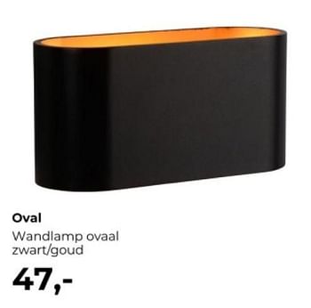Promoties Oval wandlamp ovaal zwart goud - Huismerk - Lampidee - Geldig van 01/04/2024 tot 31/05/2024 bij Lampidee