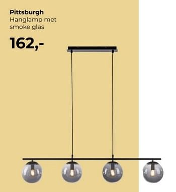 Promoties Pittsburgh hanglamp met smoke glas - Huismerk - Lampidee - Geldig van 01/04/2024 tot 31/05/2024 bij Lampidee