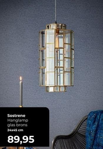 Promoties Sostrene hanglamp glas brons - Huismerk - Lampidee - Geldig van 01/04/2024 tot 31/05/2024 bij Lampidee