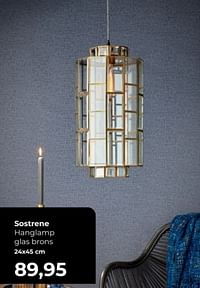 Sostrene hanglamp glas brons-Huismerk - Lampidee