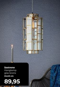 Sostrene hanglamp glas brons