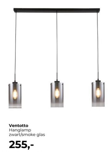 Promoties Ventotto hanglamp zwart smoke glas - Huismerk - Lampidee - Geldig van 01/04/2024 tot 31/05/2024 bij Lampidee
