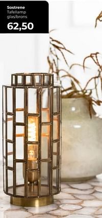 Sostrene tafellamp glas brons-Huismerk - Lampidee