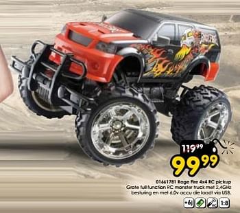 Promotions Rage fire 4x4 rc pickup - Monster Jam - Valide de 30/03/2024 à 28/04/2024 chez ToyChamp