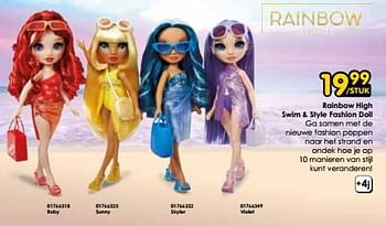 Promoties Rainbow high swim + style fashion doll violet - Rainbow High - Geldig van 30/03/2024 tot 28/04/2024 bij ToyChamp