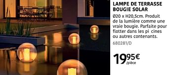 Promoties Lampe de terrasse bougie solar - Huismerk - HandyHome - Geldig van 04/04/2024 tot 30/06/2024 bij HandyHome
