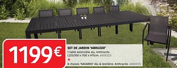 Promotions Set de jardin abruzzo 1 table extensible alu + 8 chaises navarro - Produit Maison - HandyHome - Valide de 04/04/2024 à 30/06/2024 chez HandyHome