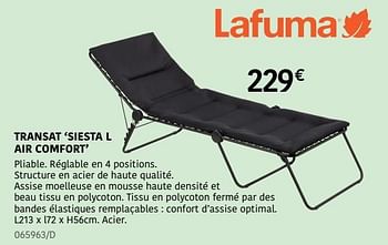 Promoties Transat siesta l air comfort - Lafuma - Geldig van 04/04/2024 tot 30/06/2024 bij HandyHome