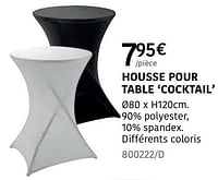 Promotions Housse pour table cocktail - Produit Maison - HandyHome - Valide de 04/04/2024 à 30/06/2024 chez HandyHome