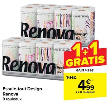 Promoties Essuie-tout design renova - Renova - Geldig van 10/04/2024 tot 22/04/2024 bij Carrefour