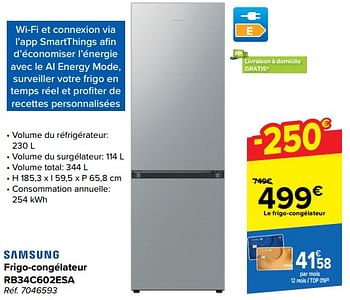 Promotions Samsung frigo-congélateur rb34c602esa - Samsung - Valide de 10/04/2024 à 22/04/2024 chez Carrefour