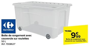 Promotions Boîte de rangement avec couvercle sur roulettes - Produit maison - Carrefour  - Valide de 10/04/2024 à 22/04/2024 chez Carrefour