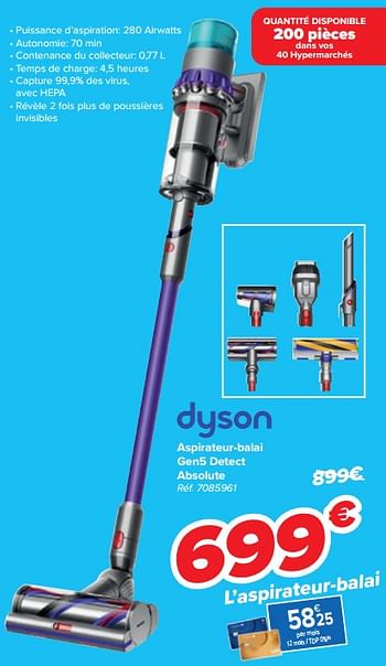 Promotions Dyson aspirateur-balai gen5 detect absolute - Dyson - Valide de 10/04/2024 à 22/04/2024 chez Carrefour