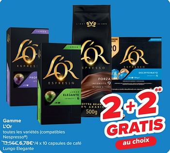 Promoties L`or capsules de café lungo elegante - Douwe Egberts - Geldig van 10/04/2024 tot 22/04/2024 bij Carrefour