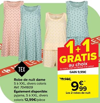 Promoties Robe de nuit dame - Tex - Geldig van 10/04/2024 tot 22/04/2024 bij Carrefour