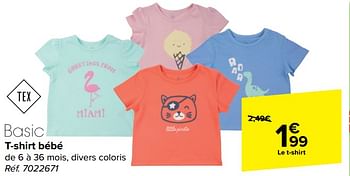 Promoties T-shirt bébé - Tex - Geldig van 10/04/2024 tot 22/04/2024 bij Carrefour