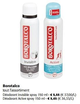 Promoties Borotalco tout l`assortiment - Borotalco - Geldig van 10/04/2024 tot 23/04/2024 bij Colruyt
